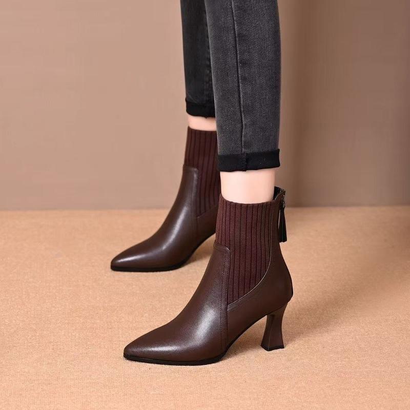 Comfortable and Versatile High-heeled Booties 2026 New Autumn and Winter Women's Thin Stretch Boots Super Soft Temperament