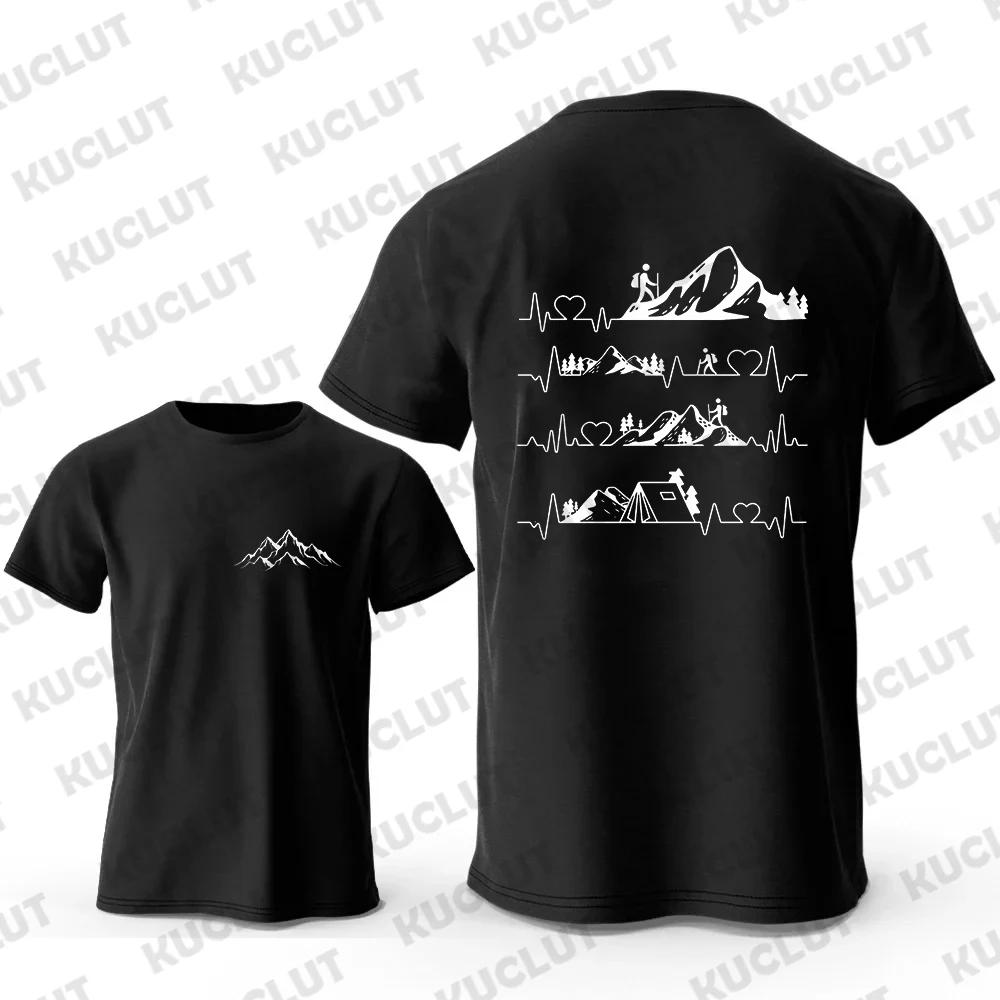 Men's T-shirts Oversized Y2k Clothes Tops Casual Streetwear Camping Outdoor Two Sided Print Camper Hiking Graphic Mountain Tees