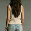 Damen Lässiger Ärmelloser Stricktop V-Ausschnitt Pullover Wickelstil Leichter Weicher Stoff Sommerweste