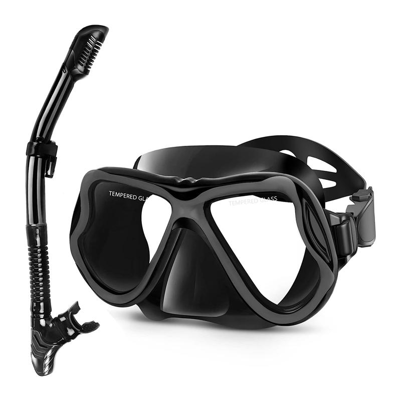 Classic Adult Colorful Silicone Double Lens Diving Mask with Tempered Glass Anti-Fog & Wide View Design for Scuba Diving For adult