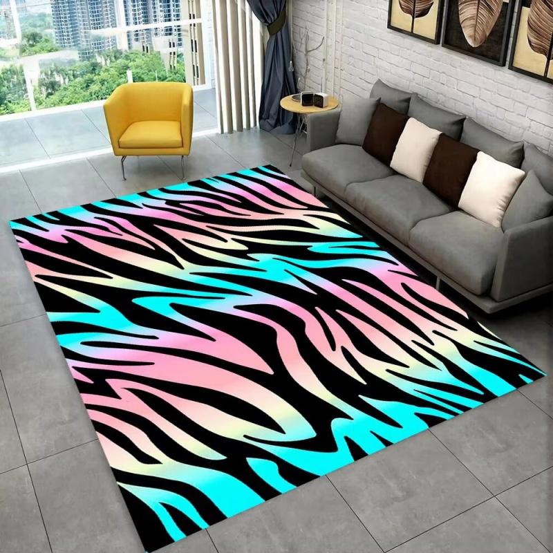 3D-Teppich mit buntem Zebra-Muster, Teppich für Wohnzimmer, Schlafzimmer, Sofa, Büro, Fußmatte, Dekoration, rutschfeste Bodenmatte für Kinder