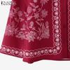 ZANZEA Ethnic Print Casual V-Neck Long Sleeve Women Blouse