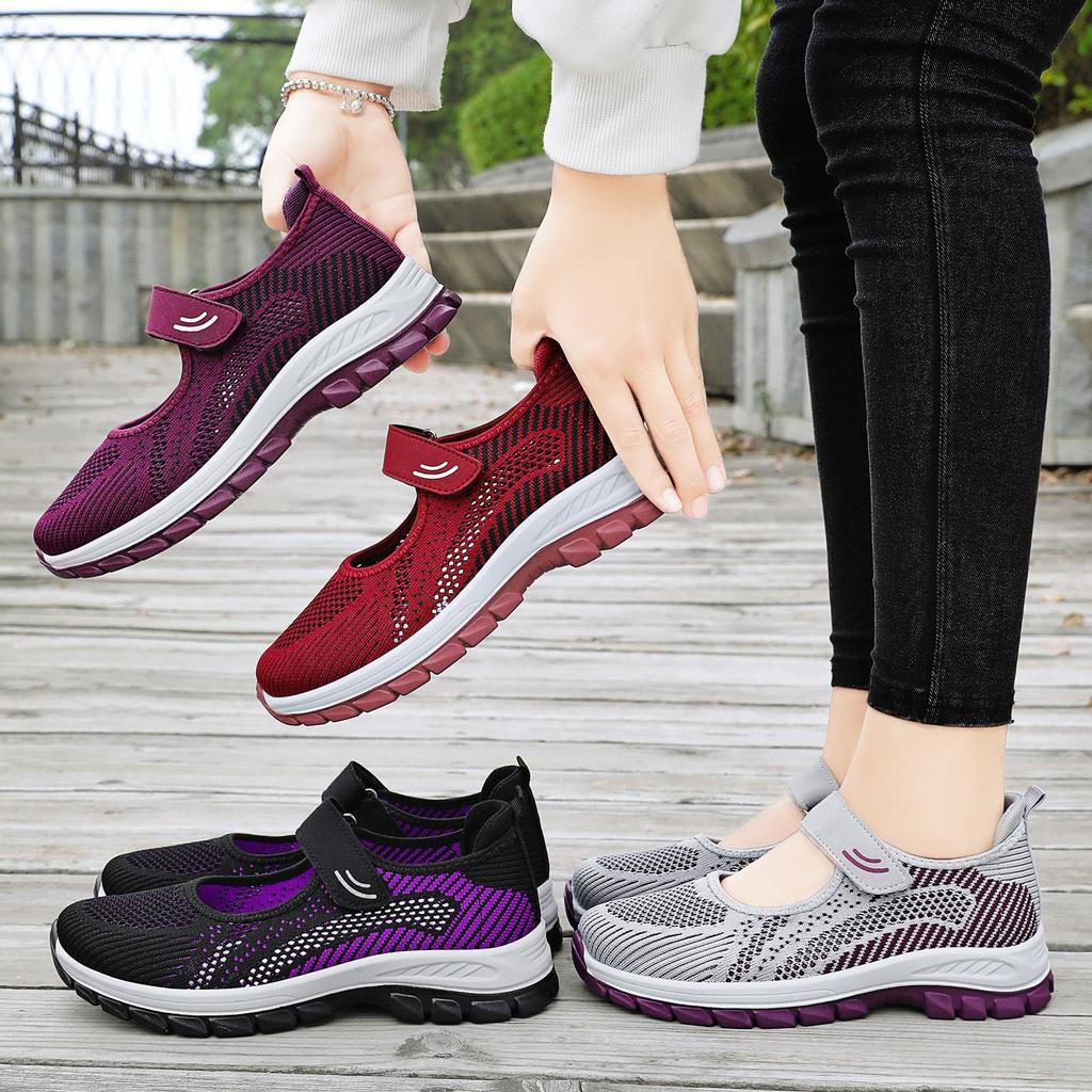 Scarpe da Donna Scarpe Singole Scarpe Primavera Donna di Mezza Età Velcro Fondo Morbido Traspiranti Scarpe da Donna Casual Casual Morbide Per Camminare Tutto il Giorno Sneakers