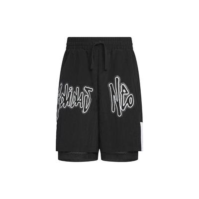 Pantalones cortos rectos holgados con estampado de logotipo Neo para hombre, parte inferior, negro IA6794