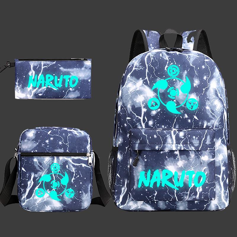 Large Capacity Schoolbag with Shoulder Strap; Student Three-piece Pencil Case Set