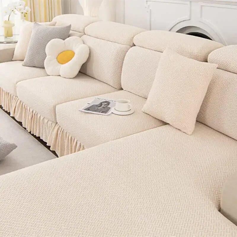 Rugalmas kanapé ülőhuzat szoknyával kombinált kanapé párna huzat All-inclusive csúszásmentes univerzális kanapé matrac
