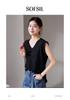 Simple Commuting V-Neck Sleeveless Vest T-Shirt for Women