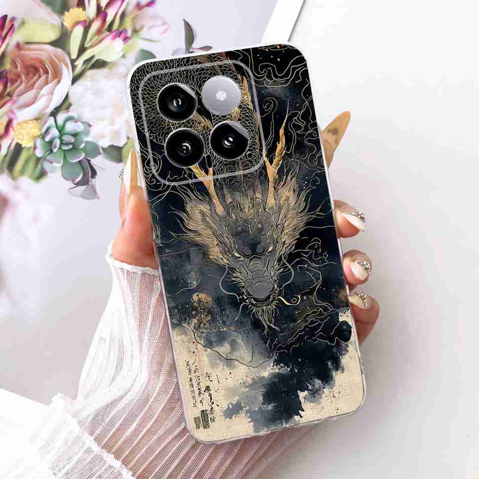 For Xiaomi Mi 14 5G 23127PN0CC Case Fashion Dragon Butterfly Silicone TPU Cover For Xiaomi Mi14 5G 6.36" 23127PN0CG Phone Shell