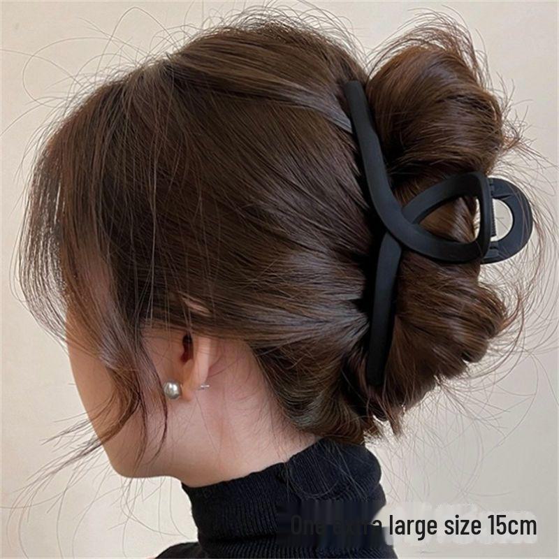 15cm Svart Oversized Hårklemme: High-End Matt Hårklype for Voluminøse Frisyrer