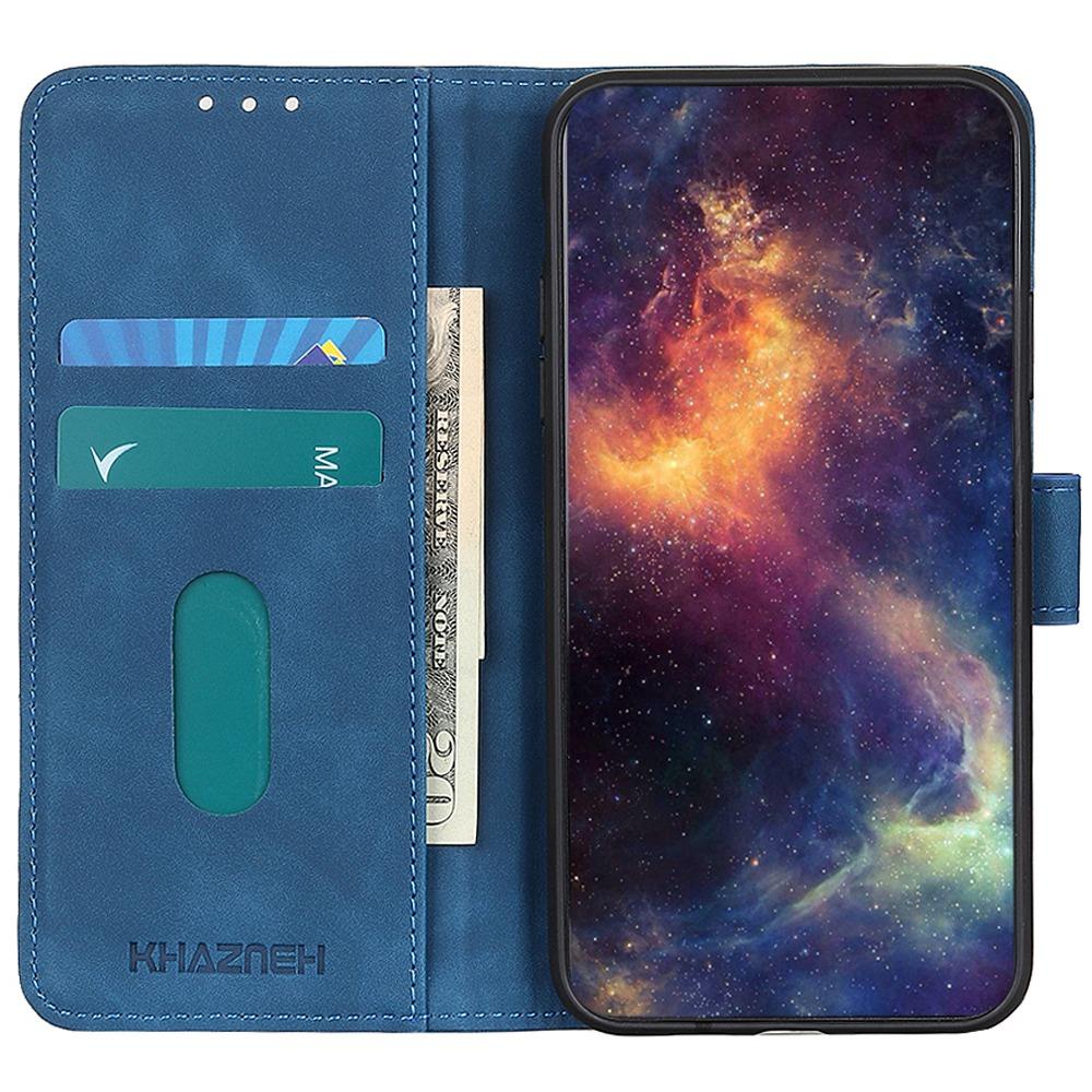 

KHAZNEH For Xiaomi 12 Lite Vintage Textured PU Leather Cellphone Shockproof Case Magnetic Clasp Protective Cover with Stand Wallet Blue