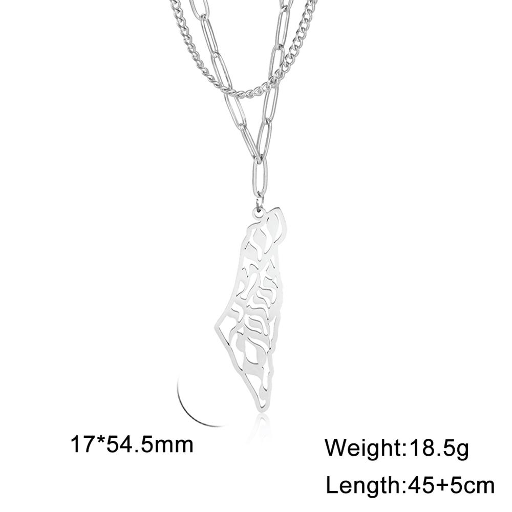 

Cazador Israel Palestine Map Pendant Necklace Country Geography Stainless Steel Chain Necklaces for Women Jewelry Gift 45cm