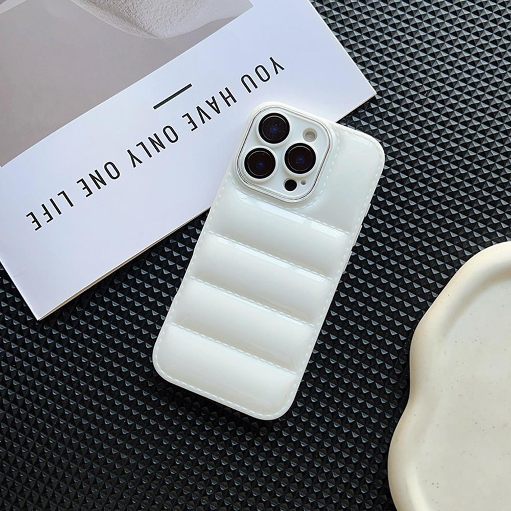 Luxusní Puffer pouzdro na telefon pro iPhone 16 15 14 13 12 11 Pro Max Pouzdra na telefon ve stylu péřové bundy pro iPhone 11 XR 7 8 Plus XS Max Měkký silikonový nárazuvzdorný kryt