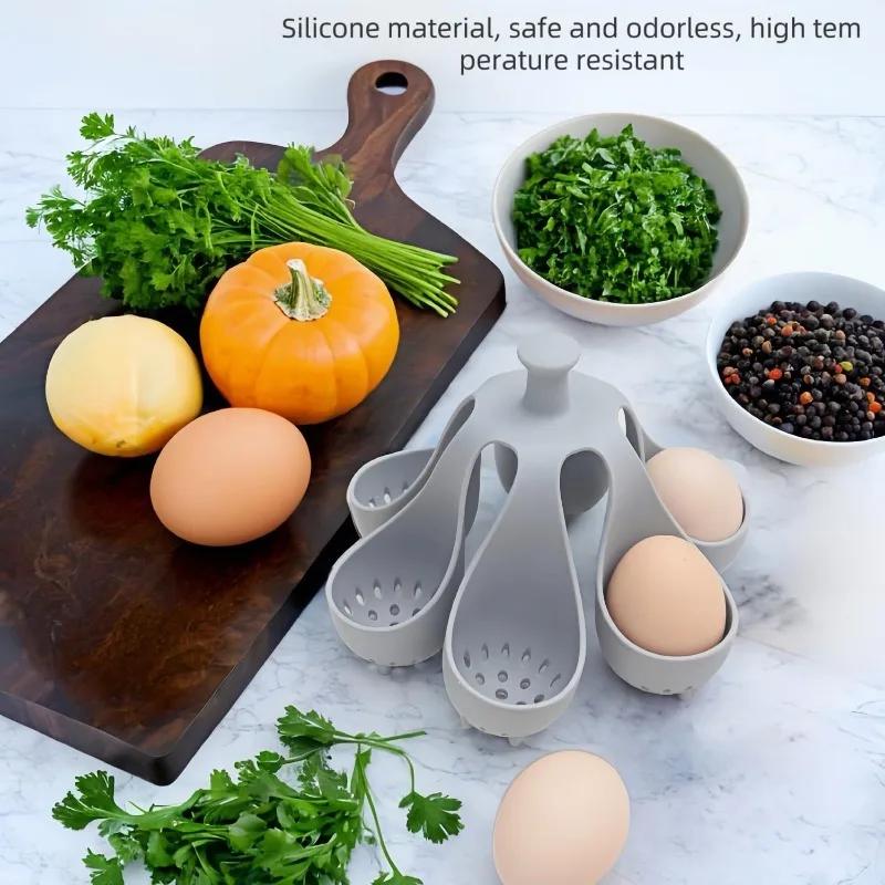 1/2pcs Silicone Egg Cooker High-Temperature Resistant Silicone Steaming Eggs Boiler for Home Quick Breakfast Prep Kitchen Tools