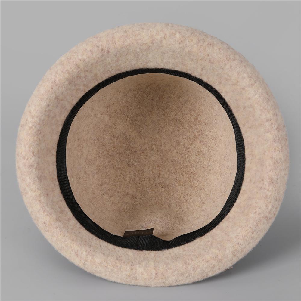 Curled Wool Mother Bucket Hat Elegant Temperament Small Face Thickened Simple Bow Warm Tide