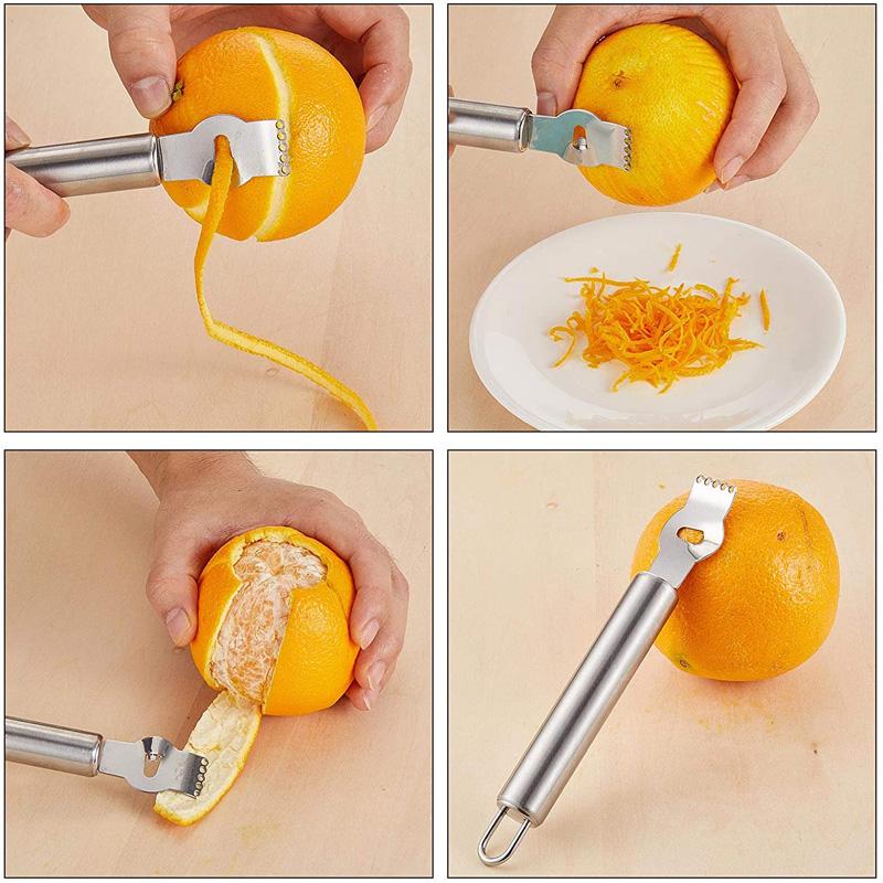 Stainless Steel Lemon Zester Grater Citrus Peeler Lime Orange Peeling Tools Fruit Peeler Kitchen Gadgets Bar Accessories