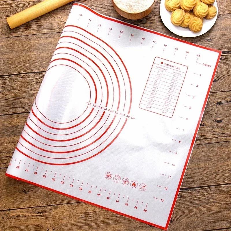 Antihaft Küchen Backmatte zum Ausrollen von Teig, Knetunterlage für Crêpes, Pizzateig, Übergröße Silikon Backmatte, Bäckereizubehör