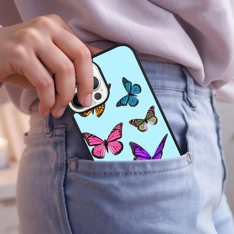 Cute Aesthetic Butterfly Phone Case For iPhone 17 Air 15 16e 14 13 Pro Max Coque 12 11 Pro Max PLUS cover