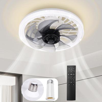 Ceiling Fan with Lights Remote Control Flush Mount Fan 4-Speed 3 LED Color Adjustable Hanging Light Fan for Bedroom Kitchen Bathroom