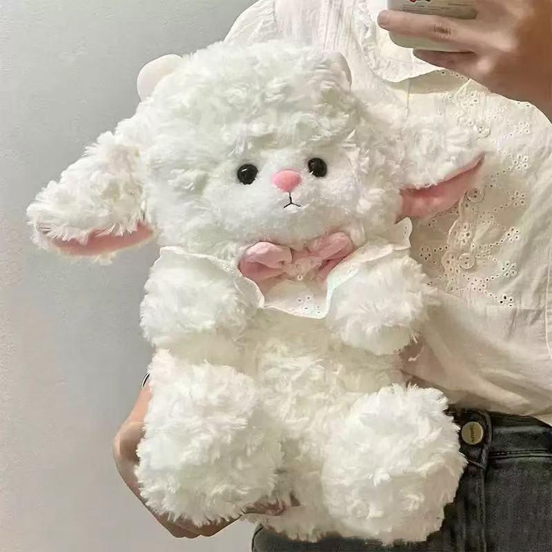 25Cm Cute Cartoon Birthday Hat Princess Sheep Fluffy Simulation Lamb Plush Toy Cute Kawaii Animal Fluffty Doll Birthday Gift