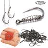 10Pcs Steel Fishing Hooks Barbed Swivel Carp Jig Fishhook Spring Hook with Hole Fishing Tackle