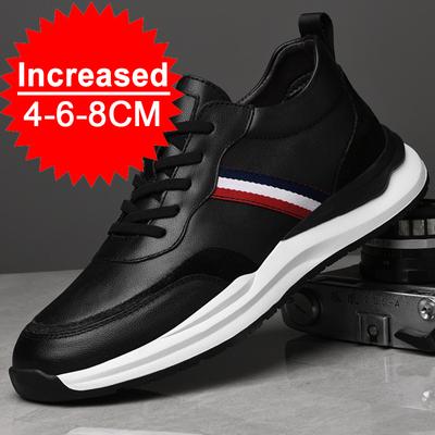 Mode Echtes Leder Casual Schuhe Turnschuhe Männer Aufzug Schuhe Skateboard Schuhe Männlichen Bequeme Höhe Erhöhen Einlegesohle 6-8CM