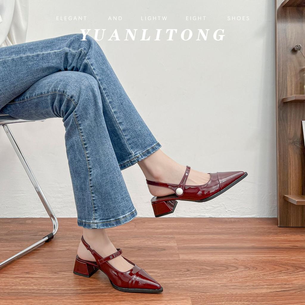 2025 Spring and Summer New French Retro Single Shoes Women's Comfortable Outer Wear High Heels Women's Thick Heels Are Not Tired Feet Pointed Women's