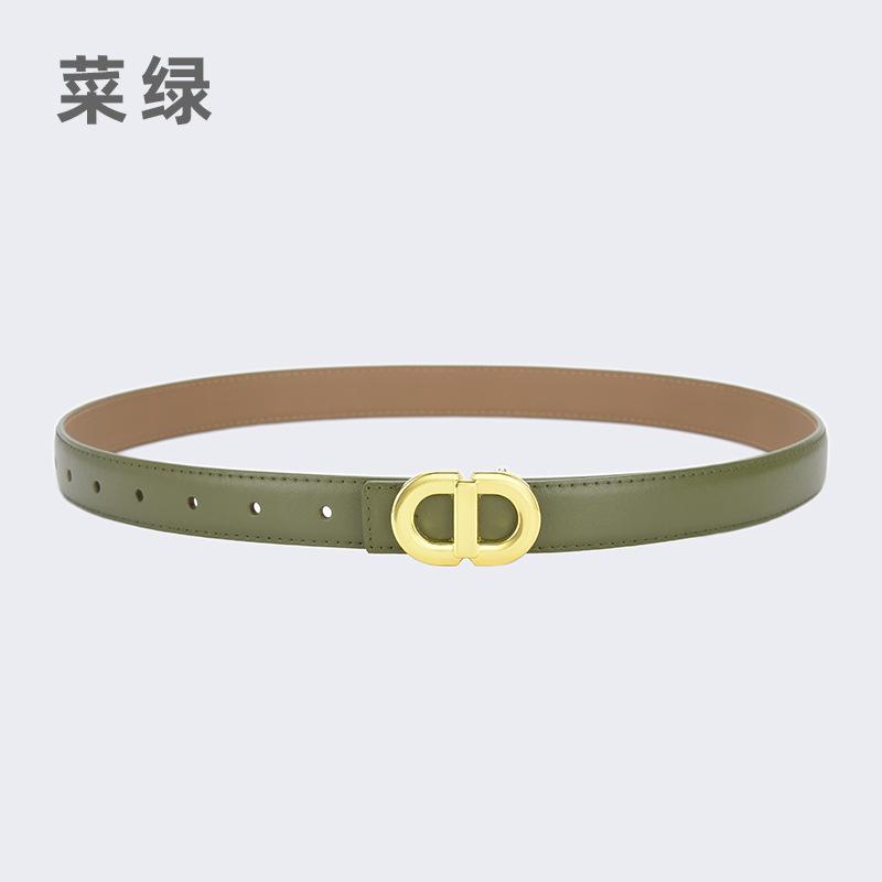Ladies Belt Letter Alloy Buckle Simple Decorative Belt Leather Student Daily Casual Wear