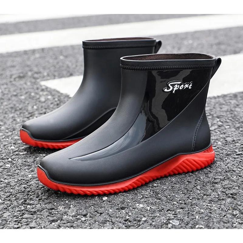 Men Rain Boots Chef Shoes Fishing Shoes Casual Waterproof Comfortable Fashion Non-slip Strong Wear-resistant Trend Large Size 44