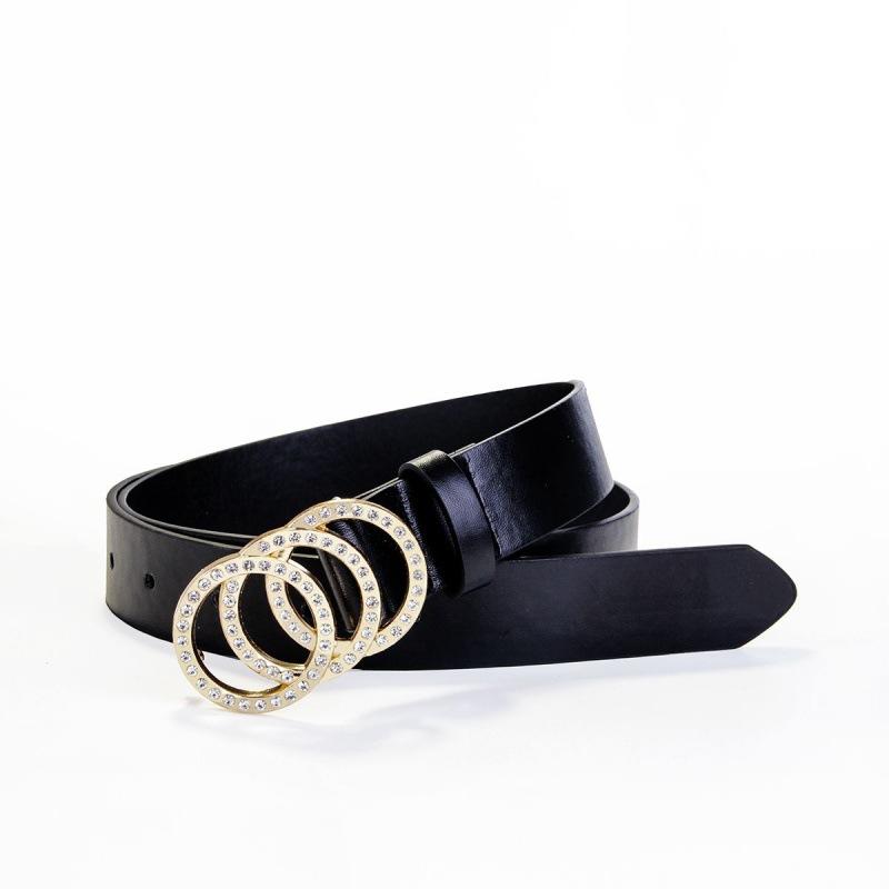 

Rhinestone Stylish Black Belt For Women Perfect For Dresses And Jeans With Durable Pu Material Black 92x2.8