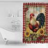 Vintage Farm Rooster Plaid Bathroom Shower Curtain Artistic Colorful Bath Rug Decoration for Home Decor
