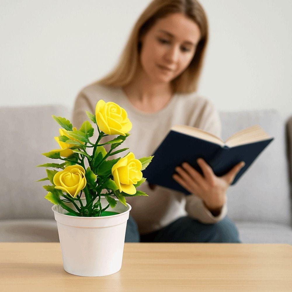 Multicolor Artificial Rose Bonsai Craft Photography Props Simulated Potted Flower Wedding Favors Scene Model