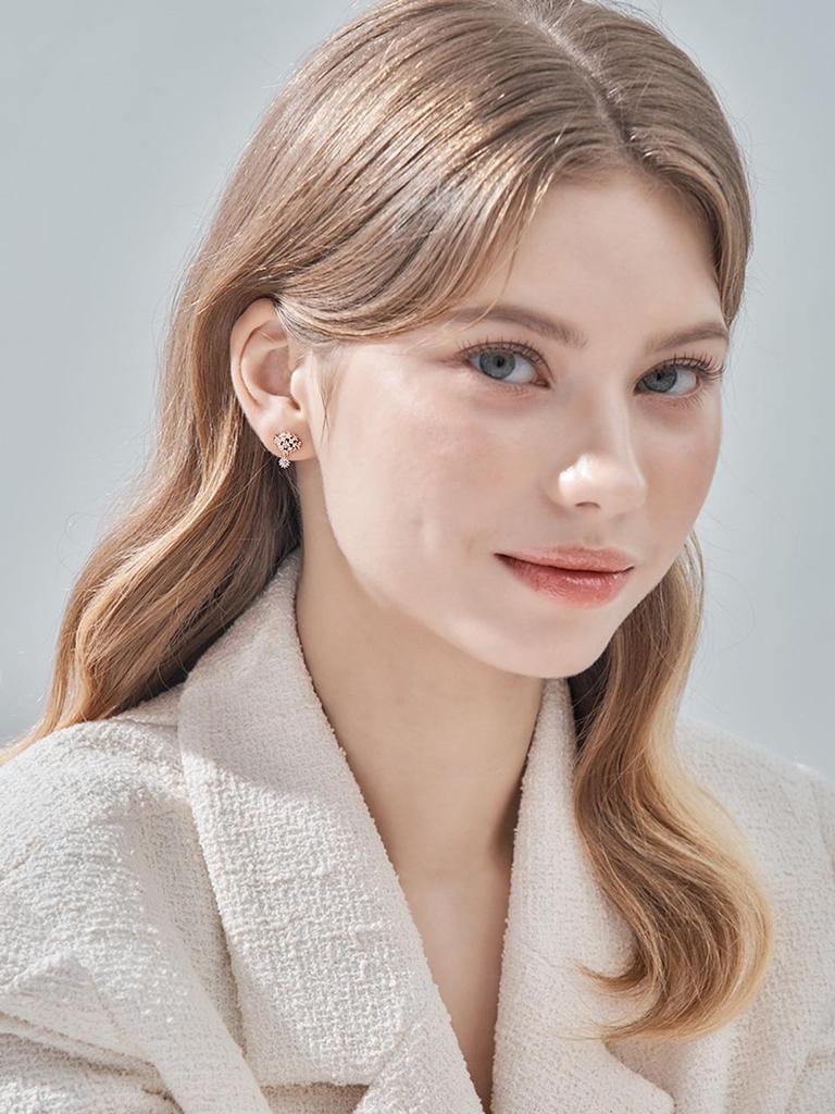 [ELLE Schmuck] 14K GF Feine Solitär-Zwei-Dorn-Ohrringe ELGPEE528