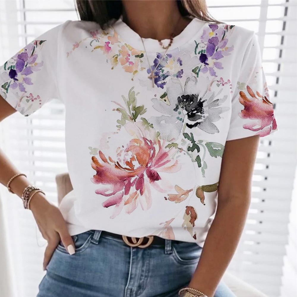 

Women s casual summer T-shirt, loose short sleeved top XL