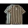 European and American Single Men Summer Rayon Stripes Shirt American Casual Loose Plaid Couple Short Sleeve Vintage Shirt