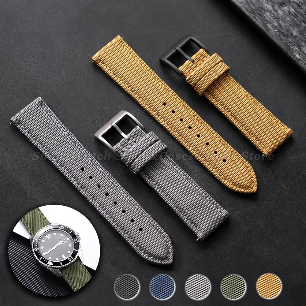 Wristband 20mm 22mm Sailcloth Watch Band Two-Sided Nylon Strap for Seiko for Omega Quick Release Army Sport Nylon Bracelet