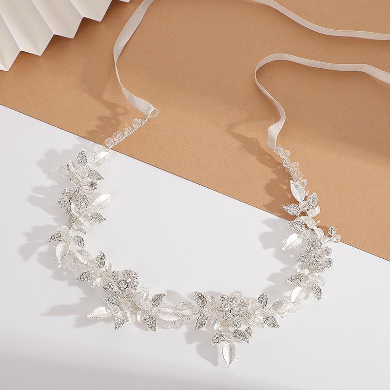 

Корейские свадебные украшения Mori, плетеные ободки для волос из сплава и страз, ободки для банкетного платья и макияжа, свадебные головные уборы. серебряный