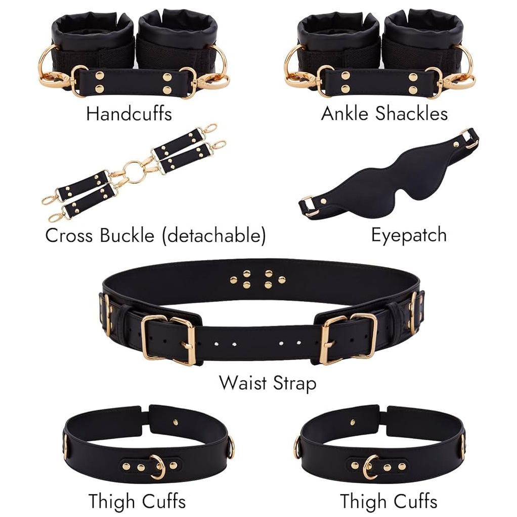 Bondage Handcuffs Thigh Cuff Sex Toy Set Sexy Adult Female Open Leg Hand Restraint Sextoy Kits Eye Patch Waist Strap System