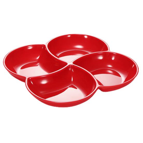 

Разделенная тарелка, устойчивая к сколам, гладкая, с 4 отделениями, пригодная для мытья в посудомоечной машине, сервировочная тарелка для бара красный