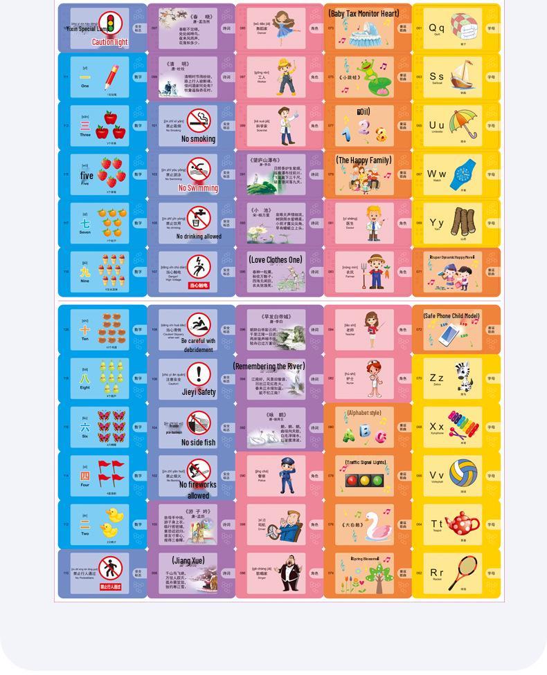 Bilingual Educational Flashcards Reader: Early Learning and Cognitive Development Toy for Children