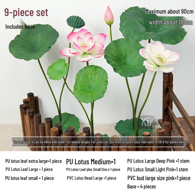 Artificial Lotus Leaf Pond Scenery Props with Stem for Stage and Landscape Photography