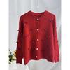 Women's 3D Bow Sweater 2026 New Fall Winter Long Sleeve Cardigan Cute Knit Top White S