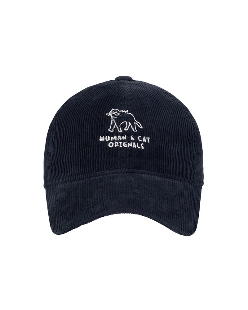 HUMAN N CAT Surprise Cat Corduroy Ball Cap_Navy