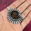 Ammonite Fossil 925 Solid Sterling Silver Pendant, Handmade Gemstone Jewelry Pendant For Memorial Day