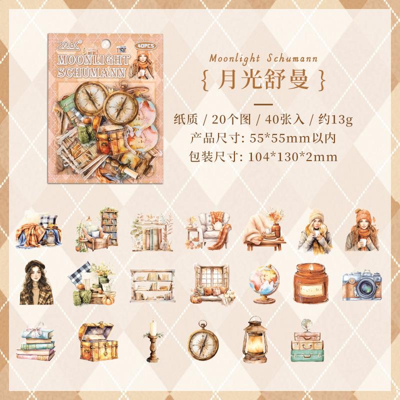 40 pcs Vintage INS Stickers pack Adhesive Diy Scrapbooking Diary Album Planner handmade Junk Journal Supplies