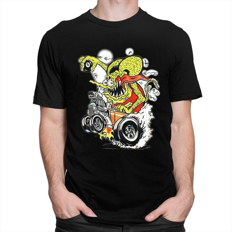 Custom Trendy Anime Cartoon Rat Fink T Shirt Men Short Sleeve Pure Cotton Tshirt Leisure Tee Tops Fashion Tshirts