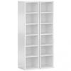 Set of 2 CD Media Display Shelf Unit Tower Rack with Adjustable Shelves, High Gloss White
