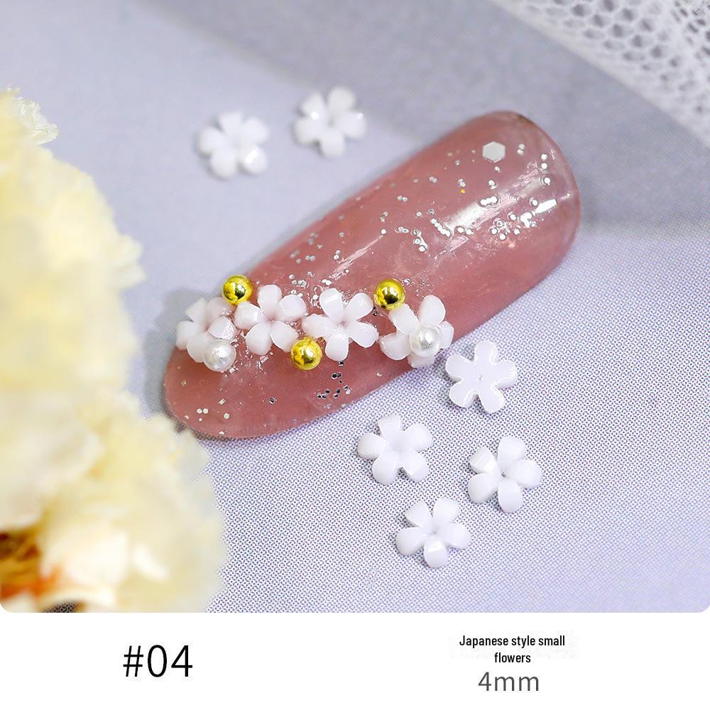 2021 White Resin 3D Five-Petal Flower Nail Art Accessories