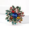 1Pcs Elegant Lapel Flower Pin Exaggerated Fashion Retro Vibrant Colorful Crystal Glass Brooch Pin Women'S Large Coat Accessories