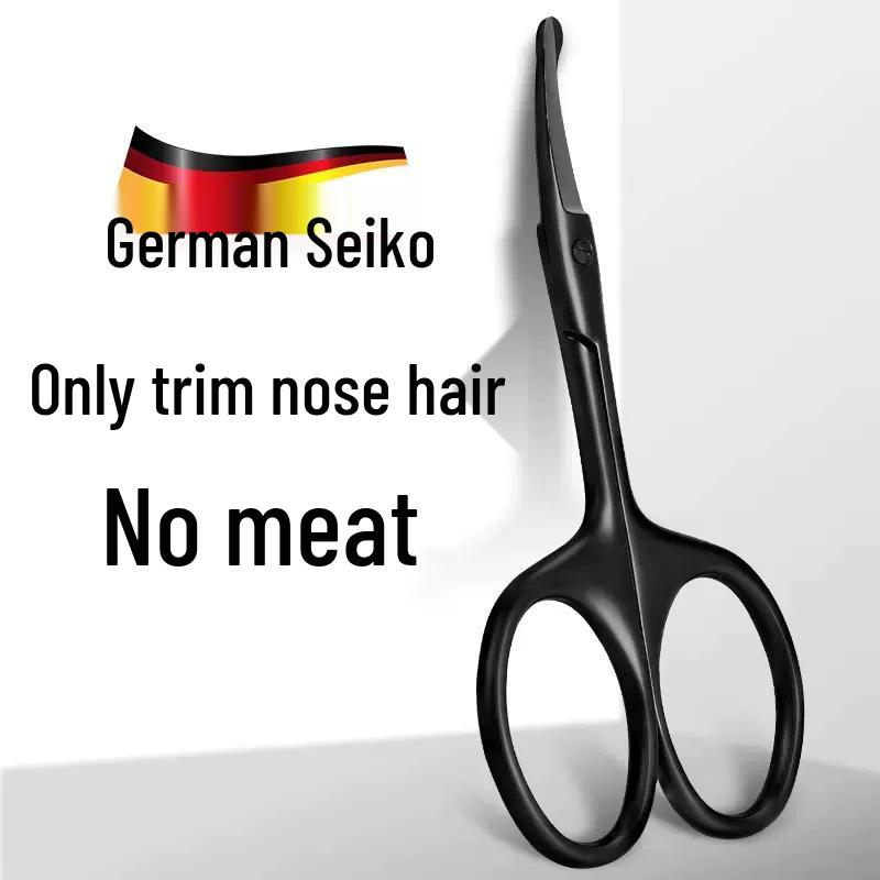 Men's German Nose Hair Trimming Set: High-Grade Round-Tip Scissors and Manual Trimmer