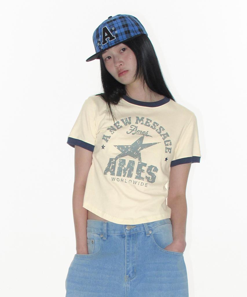 AMES-WORLDWIDE Vintage Star Tee Cream